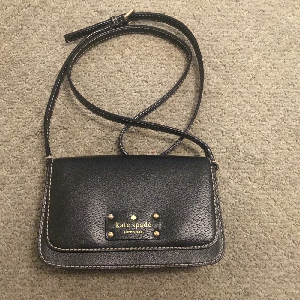 Kate Spade Wellesley Small Fynn Black Leather Flap Crossbody Bag-Never Worn